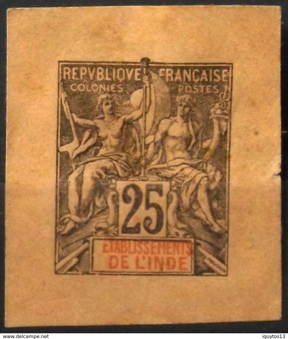 France (ex-colonies & Protectorats) > Inde - 1892 N° 8 Y & T Entier Postal Sur Fragment - Signé Au Dos - Covers & Documents