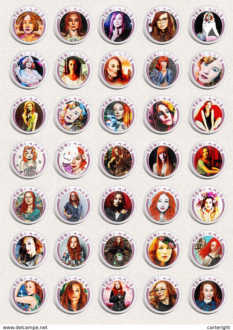 35 X Tori Amos Music Fan ART BADGE BUTTON PIN SET 2 (1inch/25mm Diameter) - Musica