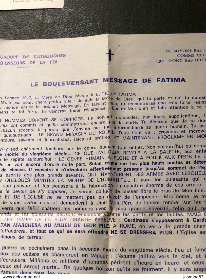 Le Boulversant Message De Fatima (page De 21cm Sur 27 Cm) - Religion & Esotérisme