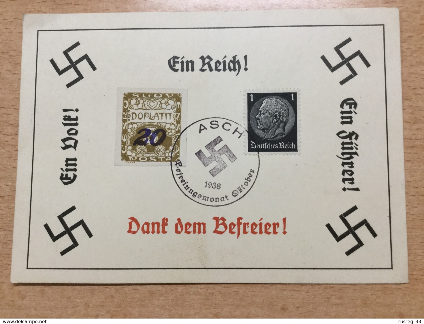 FL2875 Deutsches Reich 1938 Propagandakarte Mit Stempel Von Asch - Lettres & Documents