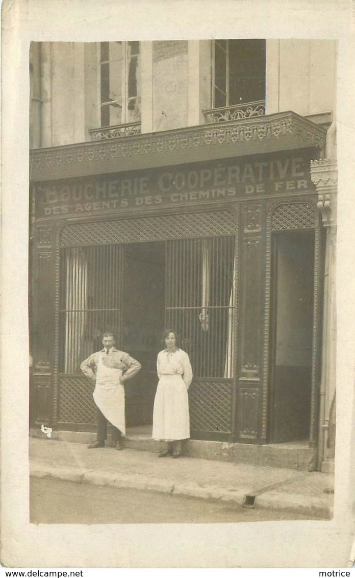 VAUX SOUS LAON -Boucherie Coopérative Des Agents Des Chemins De Fer,carte Photo. - Autres & Non Classés