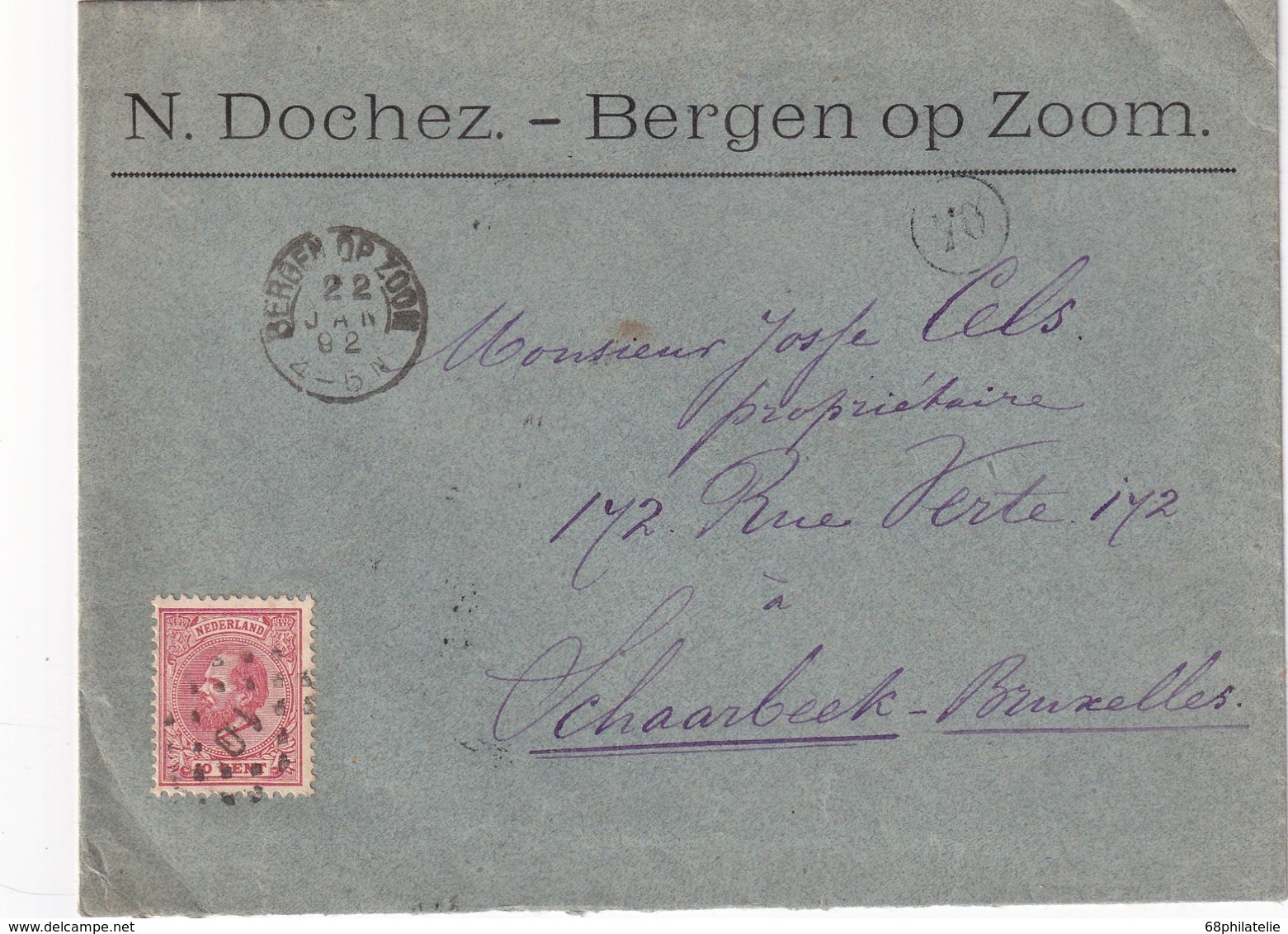 PAYS- BAS 1892 LETTRE DE BERGEN - Lettres & Documents