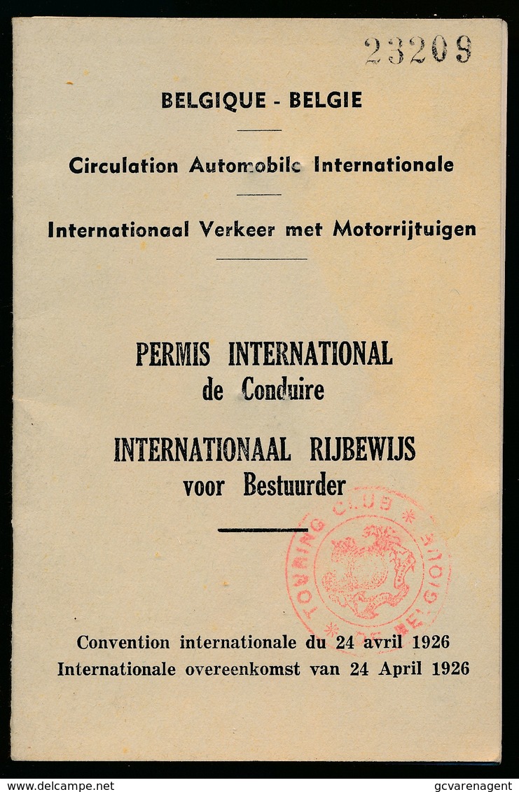PERMIS INTERNATIONAL DE CONDUIRE ( BELGIQUE ) VOIR SCANS - Documents Historiques