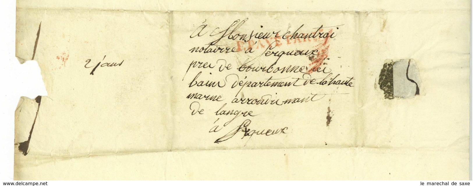 1824 Riboulot Macon Paris Pour Serqueux Bourbonne-les-Bains Chantray - Manuscritos