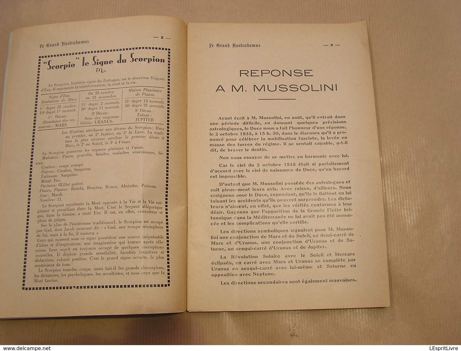 LE GRAND NOSTRADAMUS Revue Mensuelle N° 11 1935 Astrologie Prédictions Astrologue Sciences Occultisme Weygand - 1900 - 1949