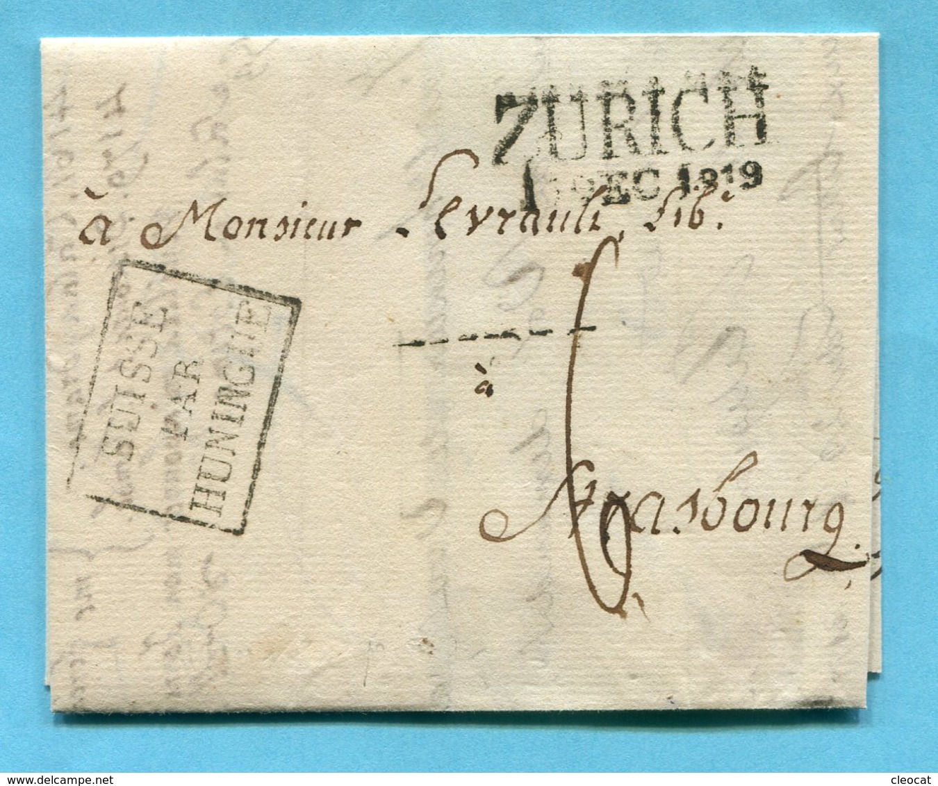 Faltbrief Von Zürich Nach Strasbourg 1819 - ...-1845 Préphilatélie
