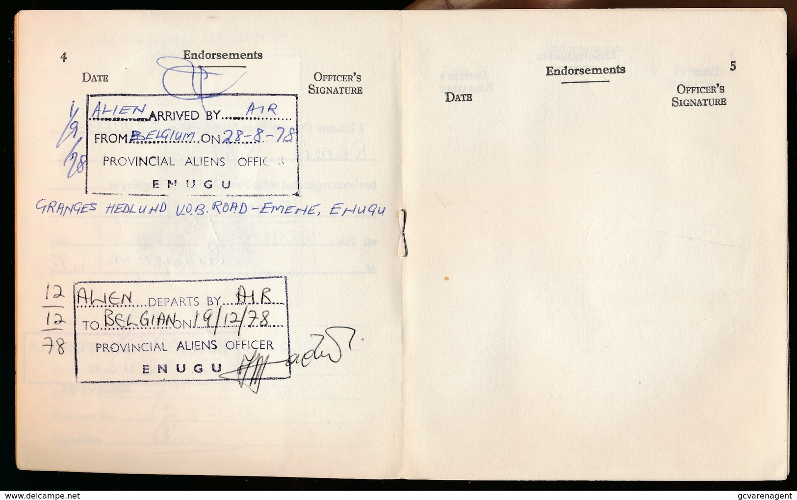 REPUBLIC OF NIGERIA - ALIEN'S REGISTRATION CERTIFICATE -   ZIE SCANS - Documents Historiques