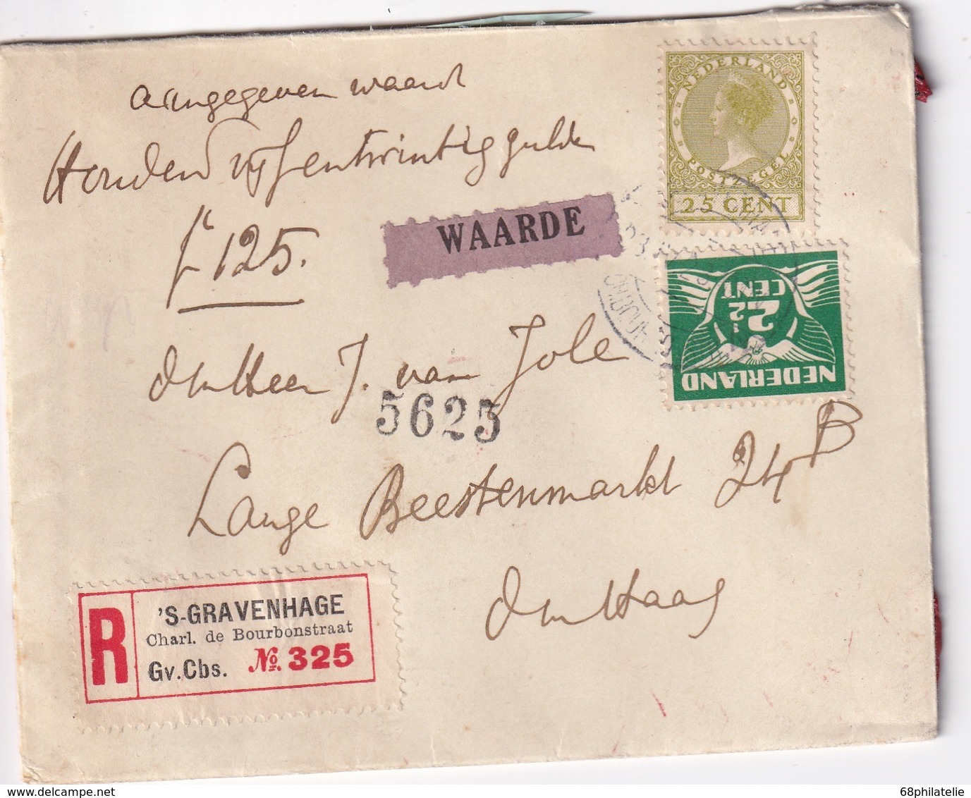 PAYS-BAS 1928 LETTRE RECOMMANDEE DE GRAVENHAGE - Lettres & Documents