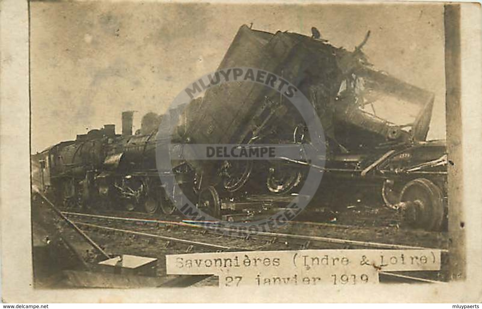 /!\ 9432 - CPA/CPSM - 37 - Savonnières : PHOTO : Accident Train 27/01/1919 - Autres & Non Classés