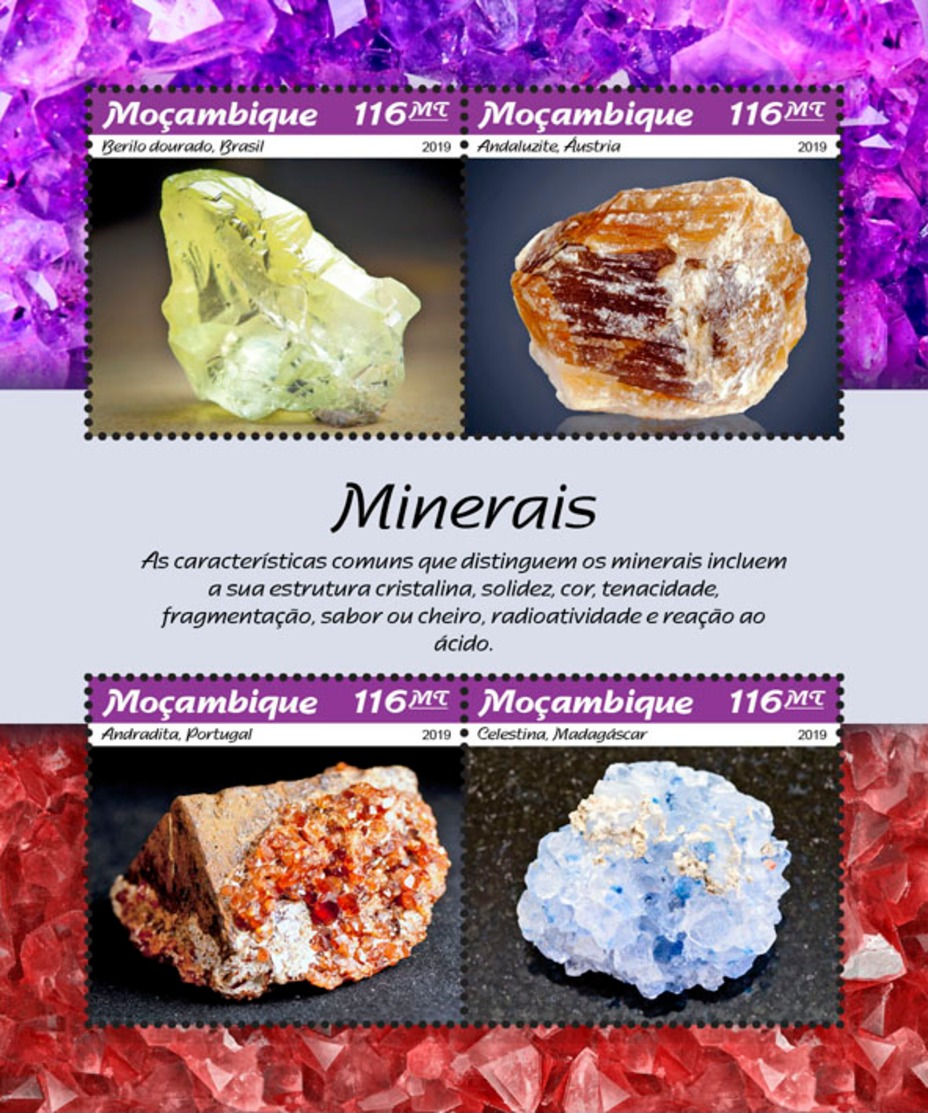 Z08 MOZ190101a Mozambique 2019 Minerals Mineralien MNH ** Postfrisch - Mineralien