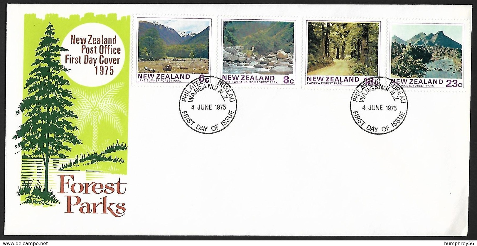1975 - NEW ZEALAND - FDC National Parks - SG 1075/1078 + WANGANUI N.Z. - FDC