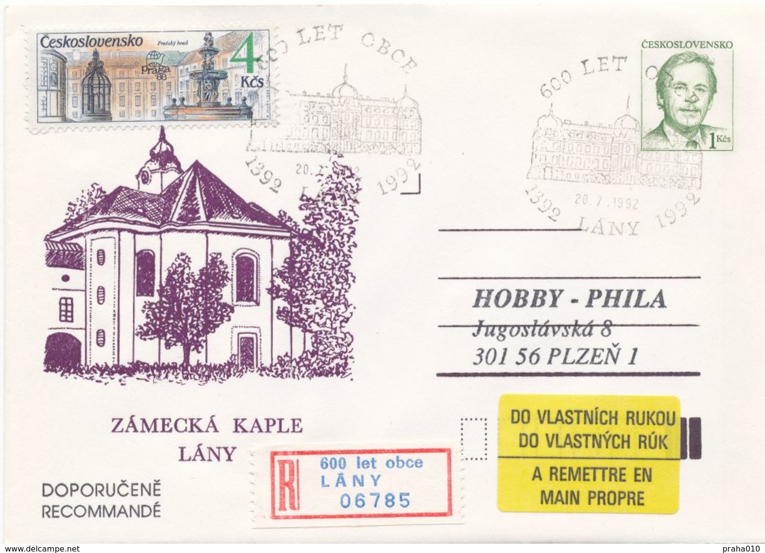 I0239-41 - Tschechoslowakei (1992) Ganzsachen / Präsident Vaclav Havel: Lany (3 Stück), 600 Jahre Dorf - Enveloppes