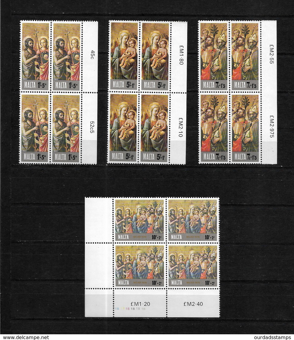 Malta 1976 Christmas, Complete Set In MNH  Marginal Blocks Of Four (7537) - Malta