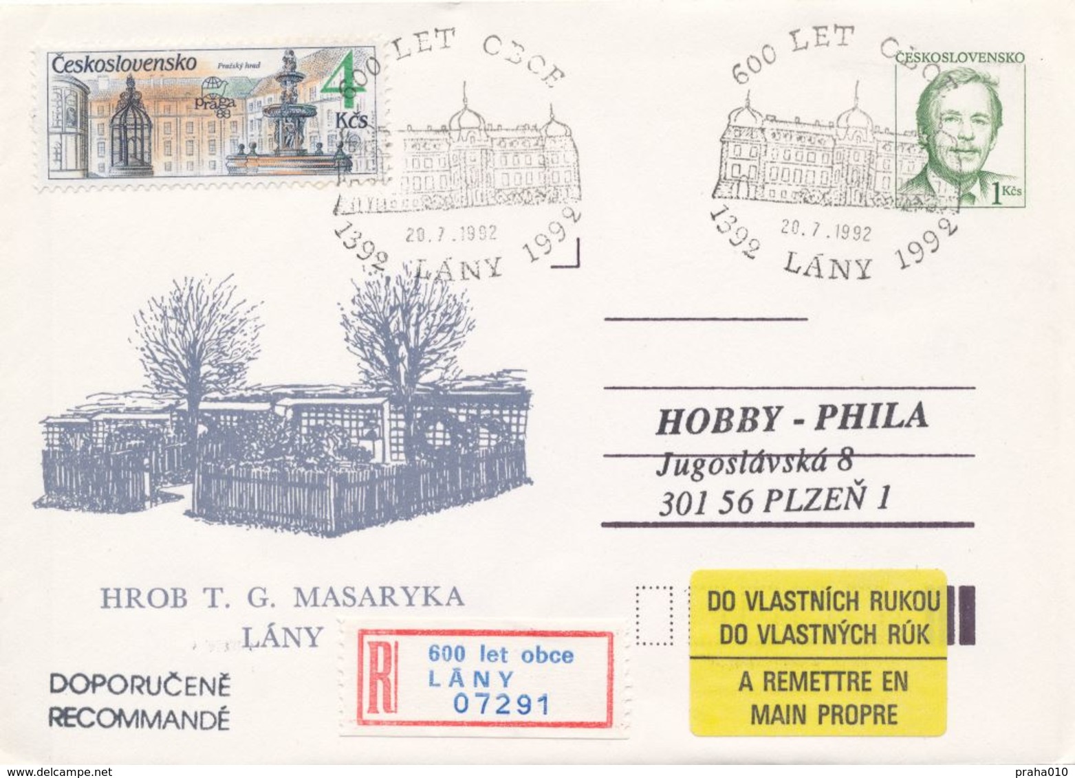 I0239-41 - Cecoslovacchia (1992) Interi Postali / Presidente Vaclav Havel: Lany (3 Pezzi), 600 Anni Di Villaggio - Enveloppes