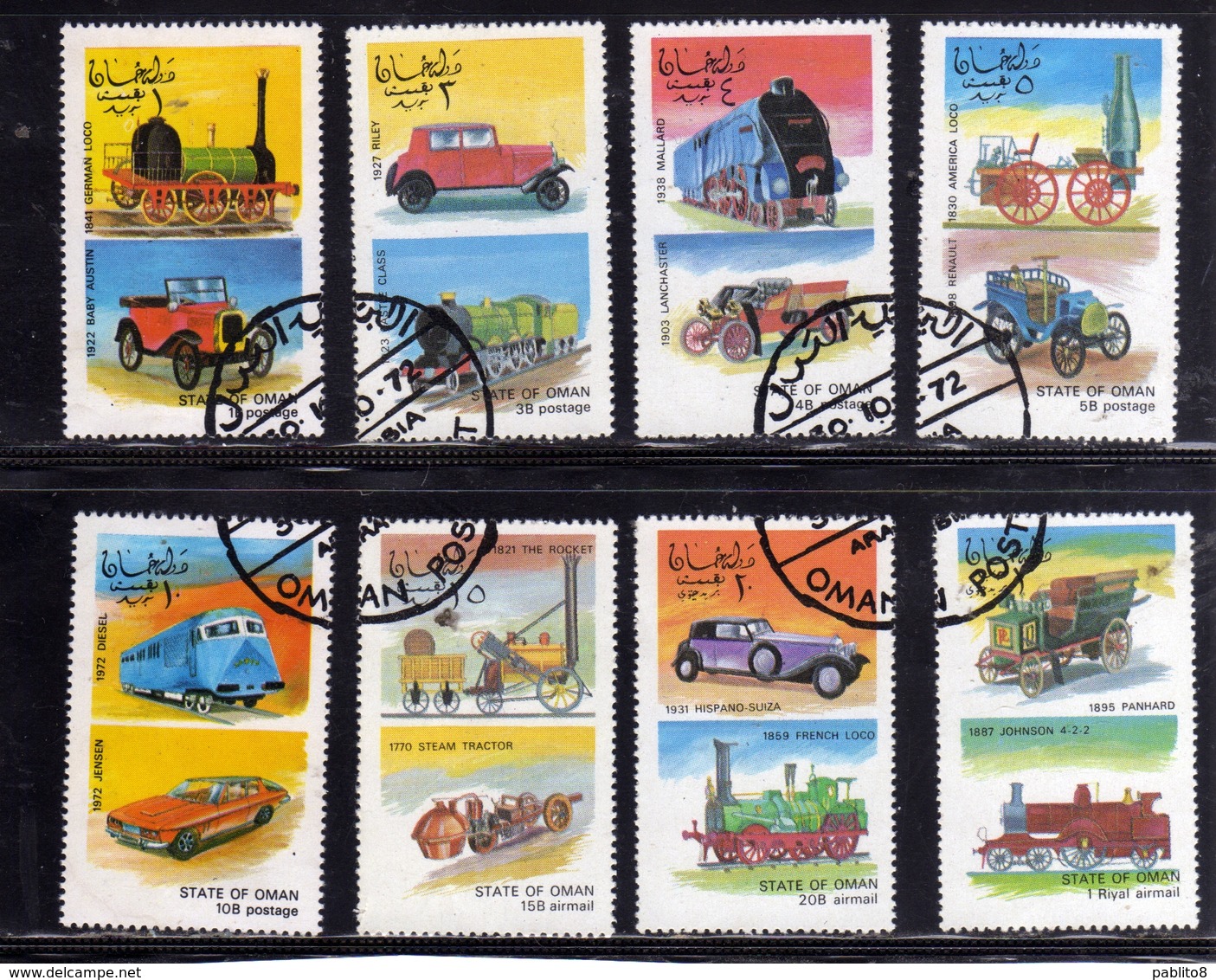 OMAN STATE 1974 VINTAGE CARS AUTO D'EPOCA COMPLETE SET SERIE COMPLETA USATA USED OBLITERE' - Oman