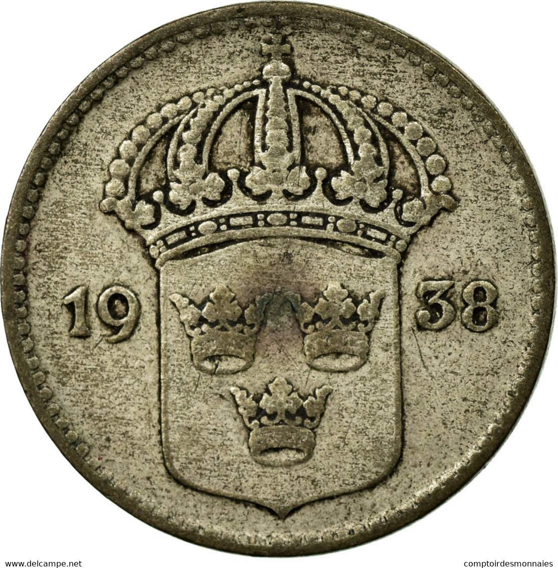 Monnaie, Suède, Gustaf V, 10 Öre, 1938, TB, Argent, KM:780 - Suède