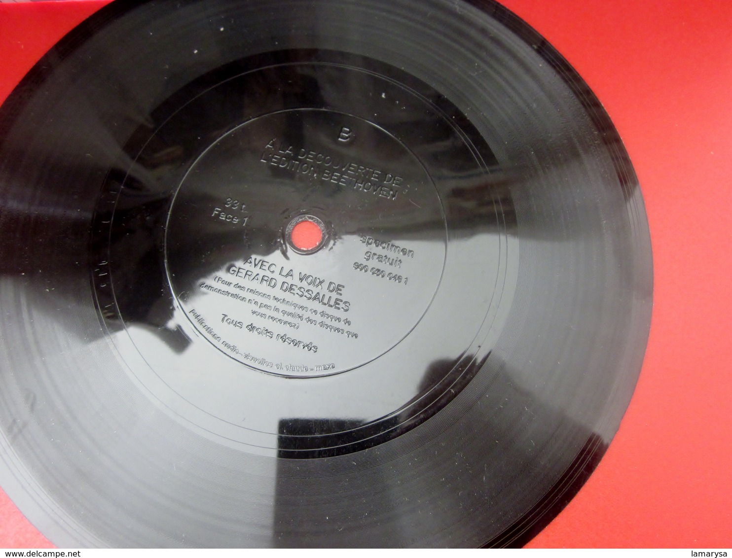 1959 -Musique Disque Vinyle Format Spécial Souple DE DEMONSTRATION-BEETHOVEN VOIX GERARD DESSALLES à ECOUTER SUR 2 FACES - Formats Spéciaux