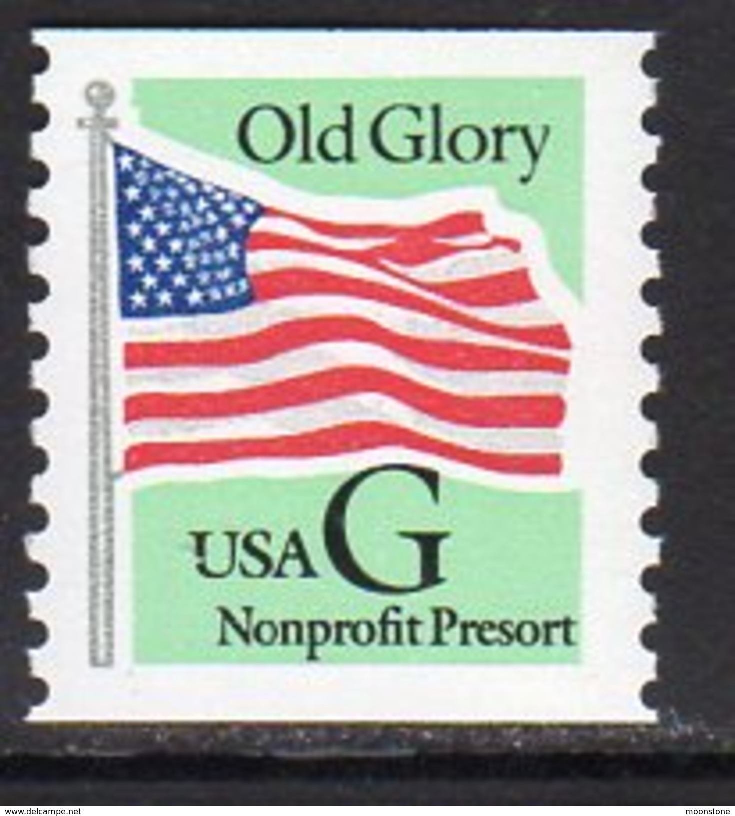 USA 1994 No Value Expressed G Old Glory Coil Stamp Non-profit Presort, Green Background, MNH (SG 2978) - Unused Stamps