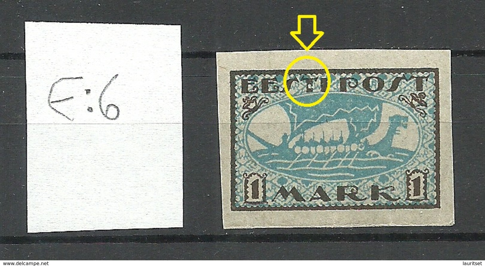 ESTLAND Estonia 1920 Michel 12 X (white Paper) ERROR Variety E: 6 MNH - Estonie