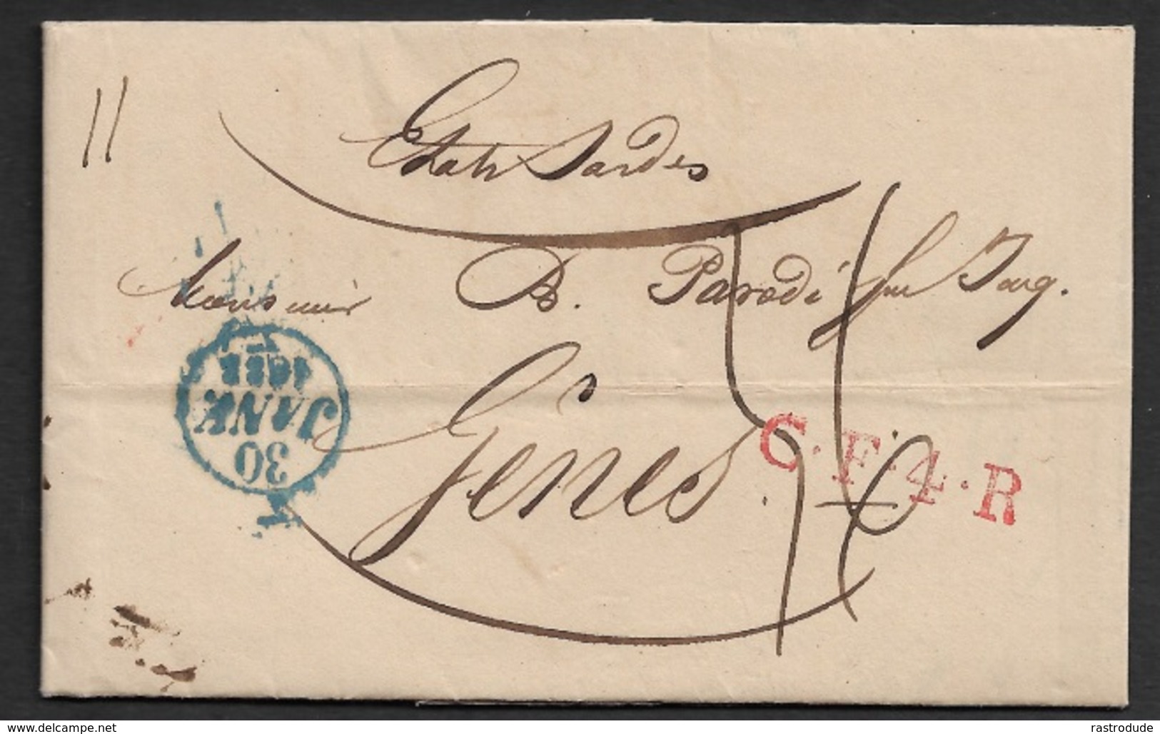 1833 - PARIS Pour GENES ( ETATS SARDES ) - CF4R Correspondence Français 4 Rayon - Jonas Hagerman - Fonds Publique - 1801-1848: Precursors XIX