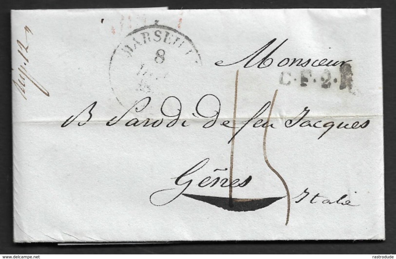 1833 - MARSEILLE Pour GENES ( ETATS SARDES ) - CF4R Correspondence Français 4 Rayon - Jonas Hagerman - Fonds Publique - 1801-1848: Voorlopers XIX