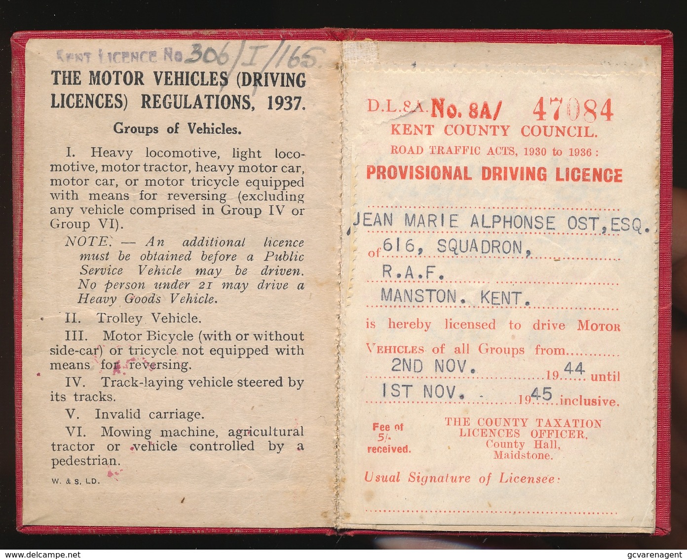 THE MOTOR VEHICLES ( DRIVING LICENCES ) 1945  - LOOK 3 SCANS - Historical Documents