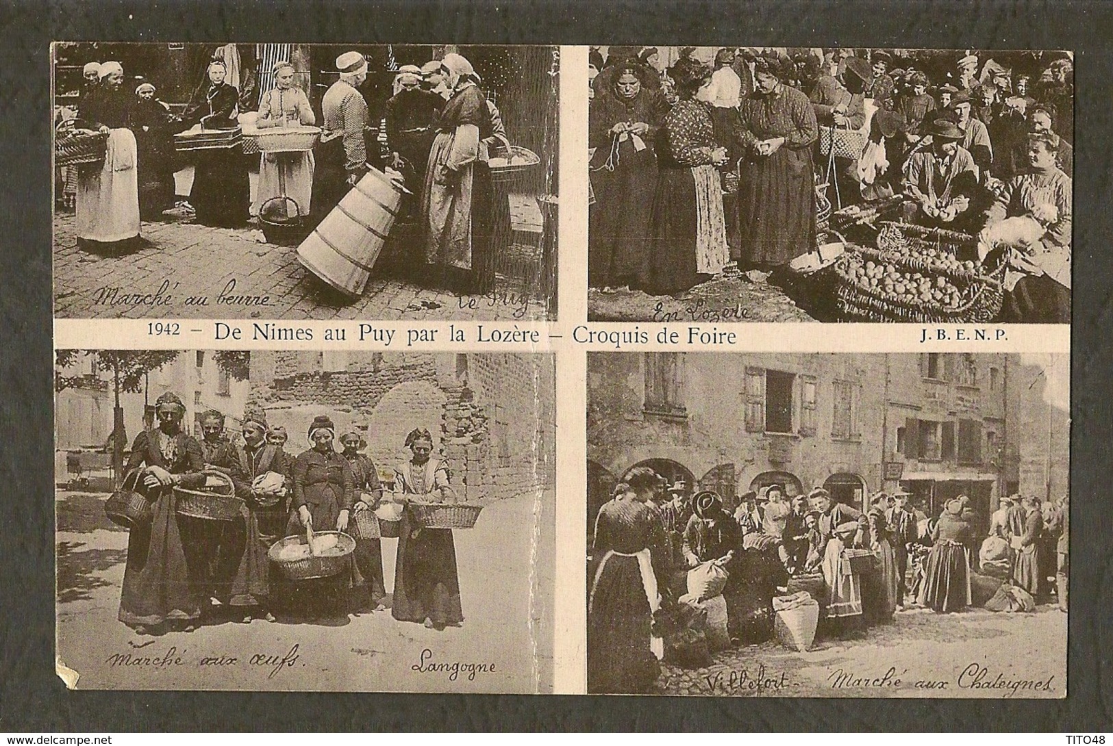 CP - LOZERE-48 - Croquis De Foire - Marché Aux Oeufs Langogne, Aux Chataignes Villefort ... - Autres & Non Classés