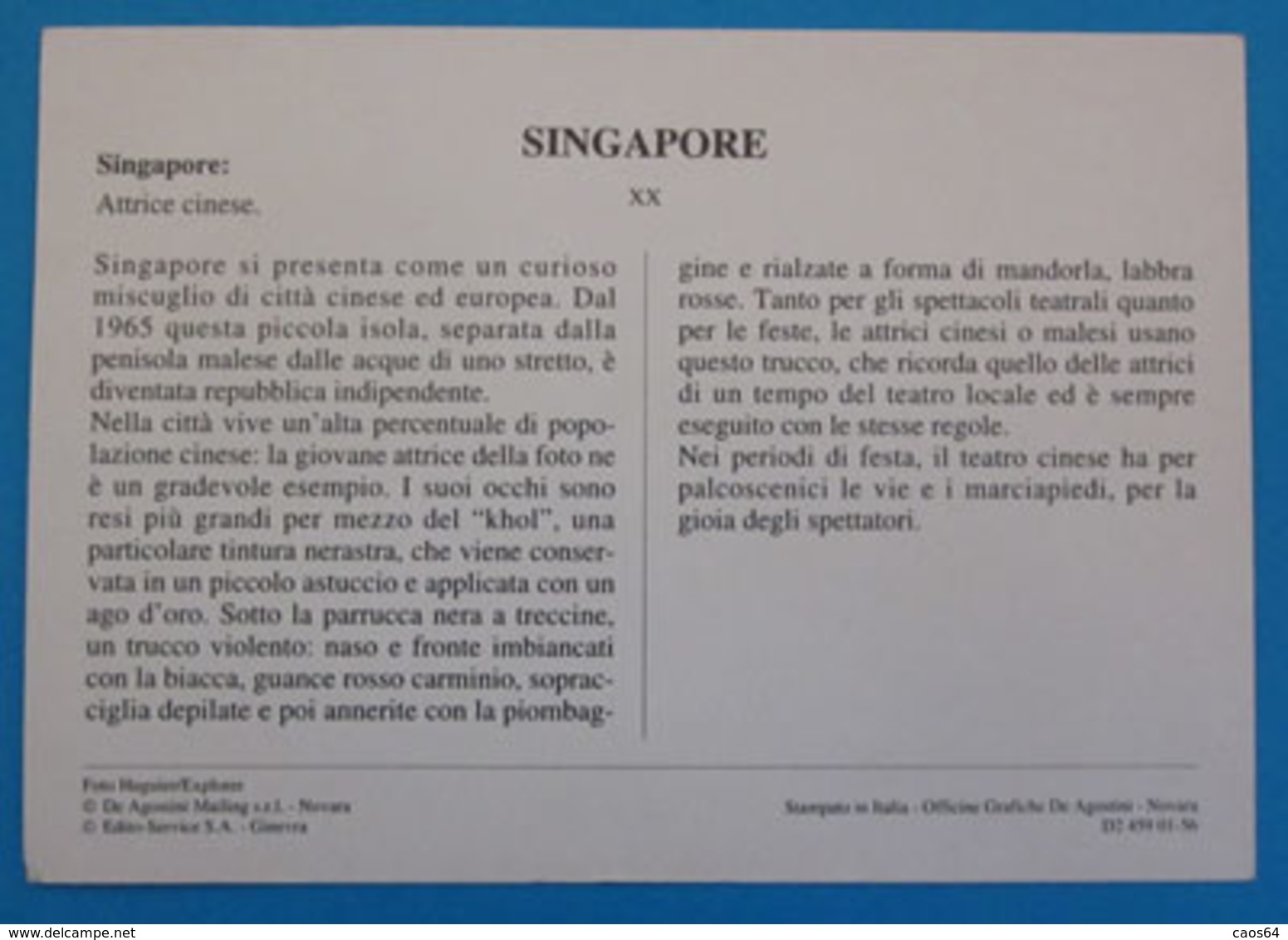 SINGAPORE DE AGOSTINI CARD GEOGRAFIA - Geografia