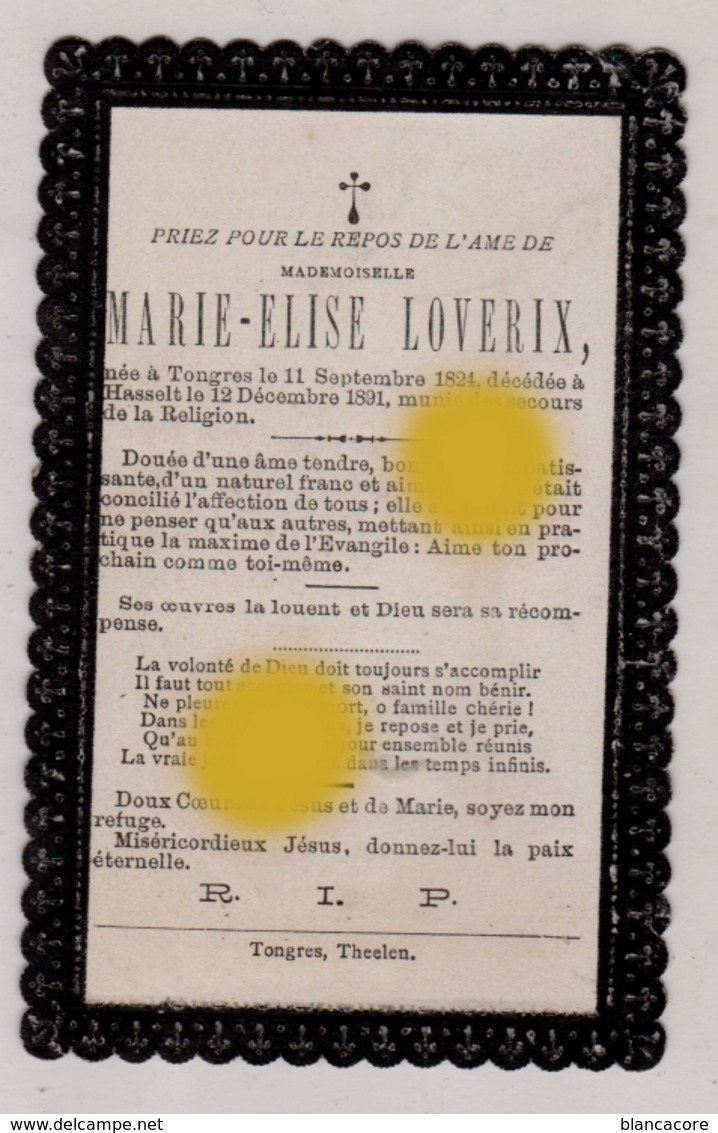 Marie Elise LOVERIX  Tongeren Tongres 1824 - Hasselt 1891 - Décès