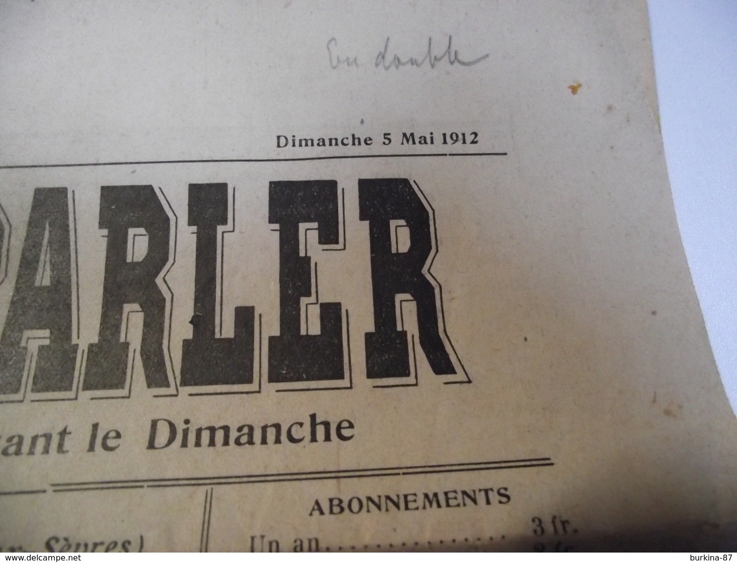 LE FRANC PARLER, Journal , 1912, Charente, Deux Sevres,  Chef Boutonne - Autres & Non Classés