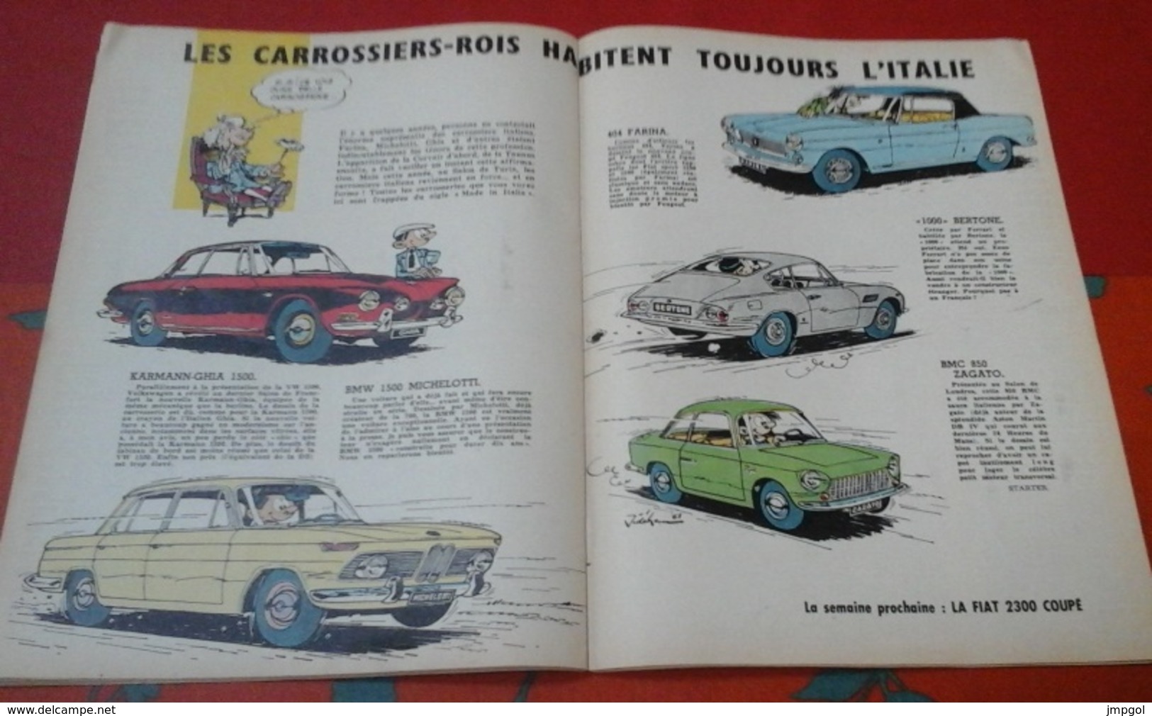 Spirou N° 1241 Janvier 1962 Rubrique Starter  Carrossiers Italiens Bertone Farina Ghia Zagato Michelotti Dessin Jidéhem - Spirou Magazine