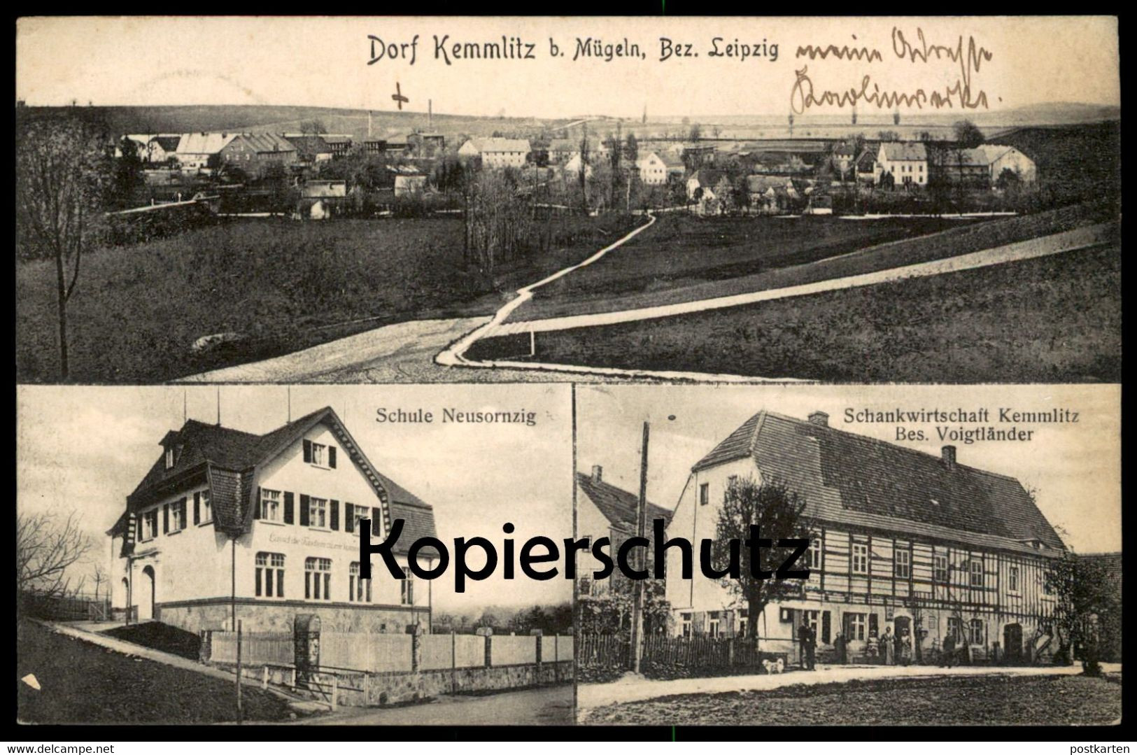 ALTE POSTKARTE DORF KEMMLITZ BEI MÜGELN BEZ. LEIPZIG SCHANKWIRTSCHAFT VOIGTLÄNDER SCHULE NEUSORNZIG Ansichtskarte Cpa AK - Oschatz