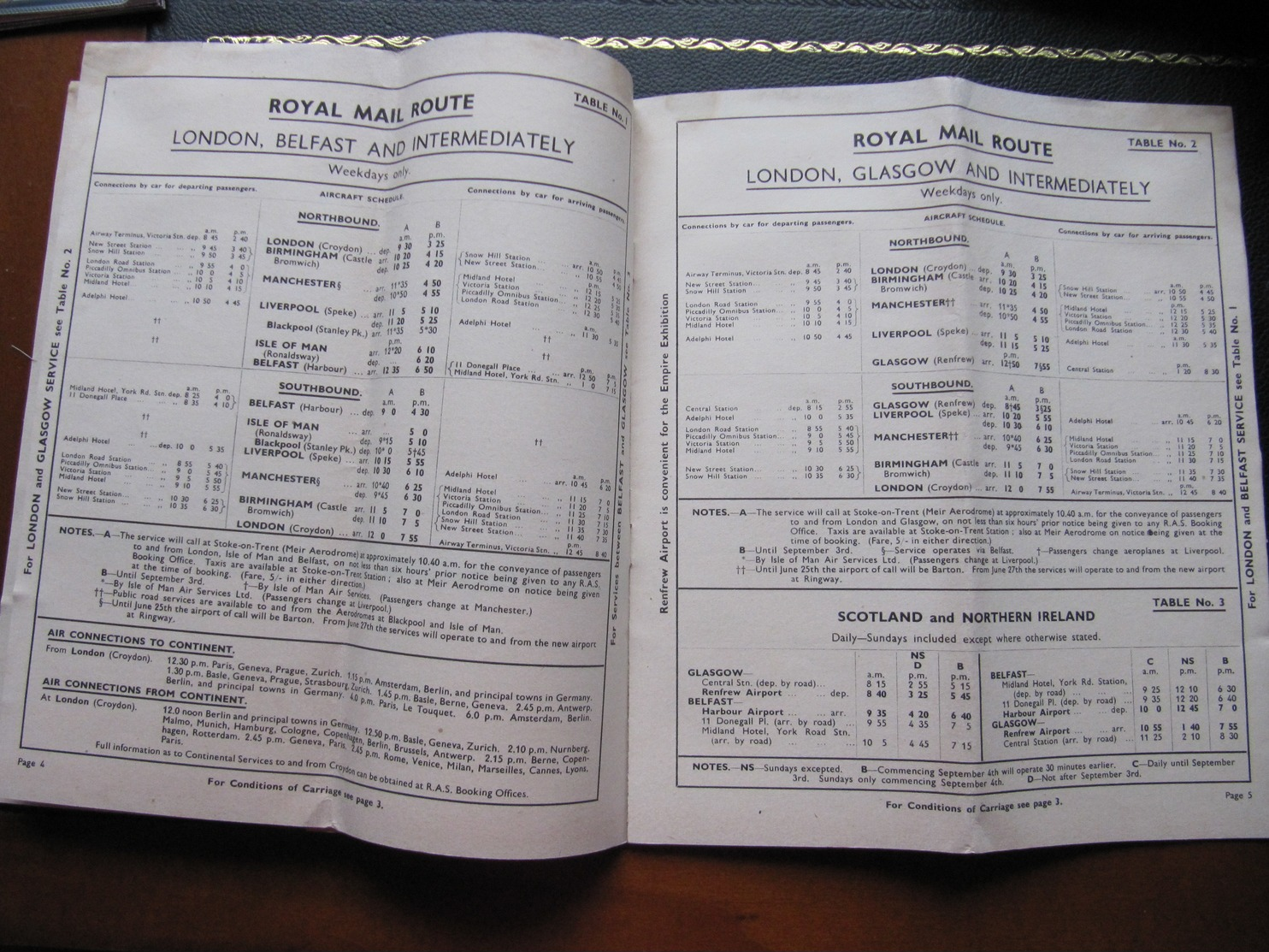 RAILWAY AIR SERVICES rare general timetable orario horaire fahrplan valid 23 May 1938