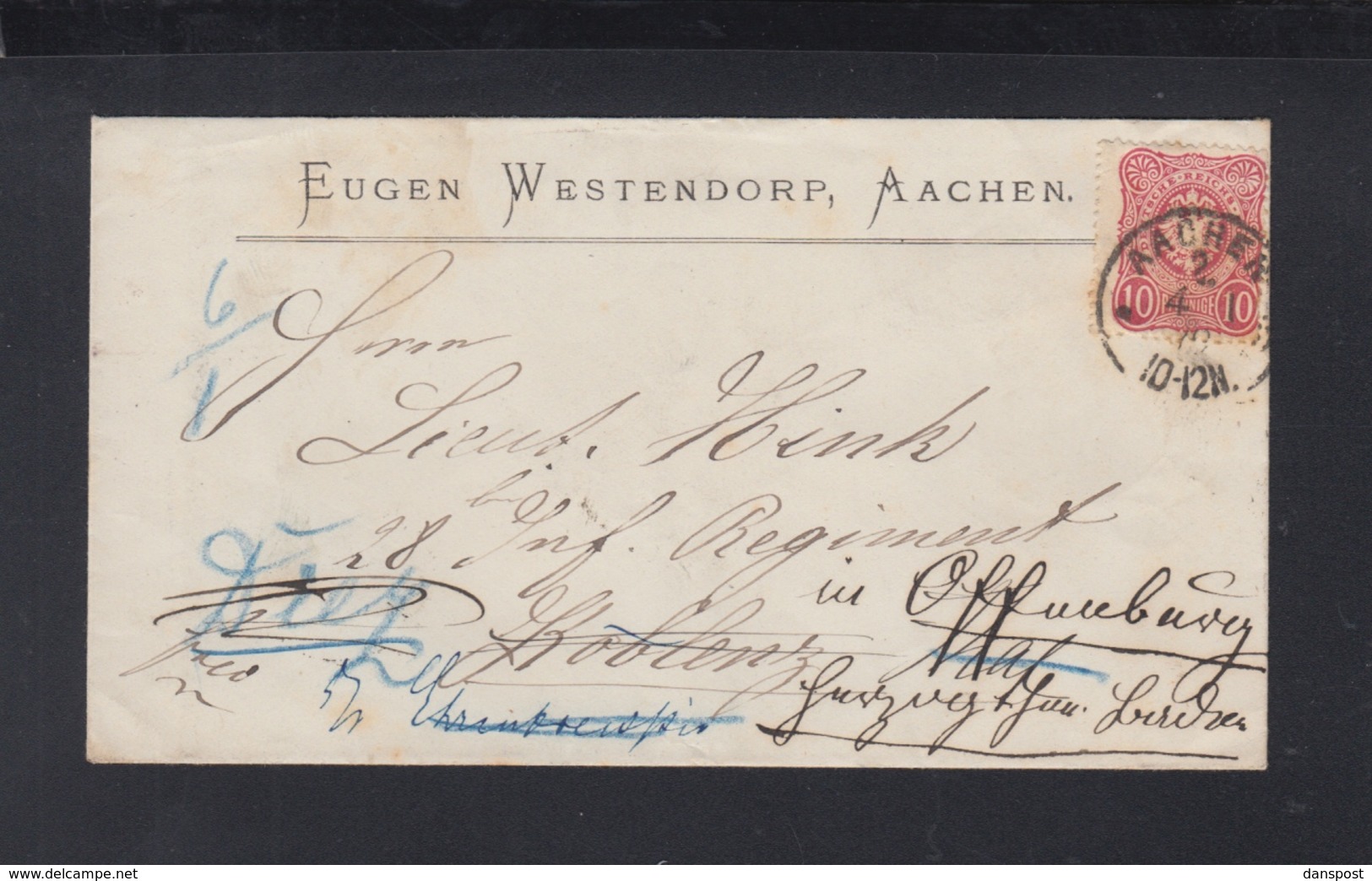 Dt. Reich Brief Aachen 1879 Weitergeleitet - Briefe U. Dokumente