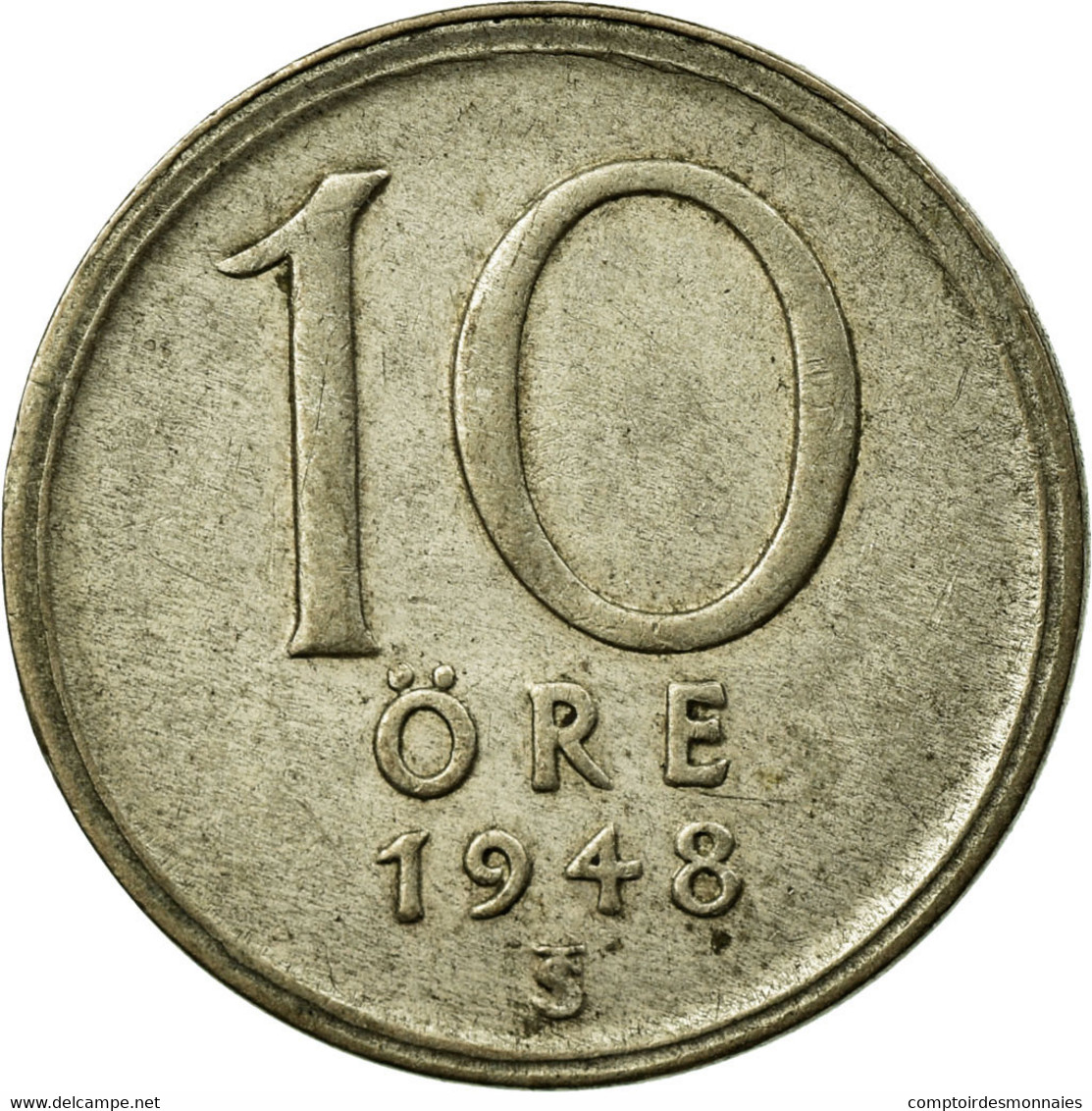 Monnaie, Suède, Gustaf V, 10 Öre, 1948, TTB, Argent, KM:813 - Suède