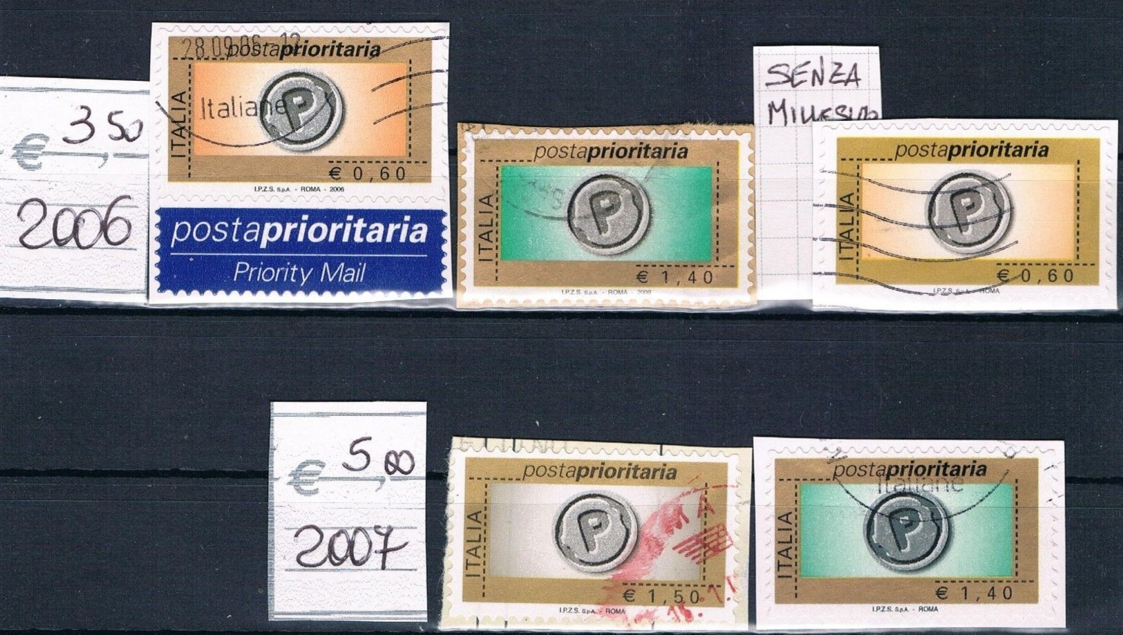 ITALIA REPUBBLICA  - LOTTO POSTA PRIORITARIA 1999/2007   USATI  PERFETTI - 2001-10: Usati