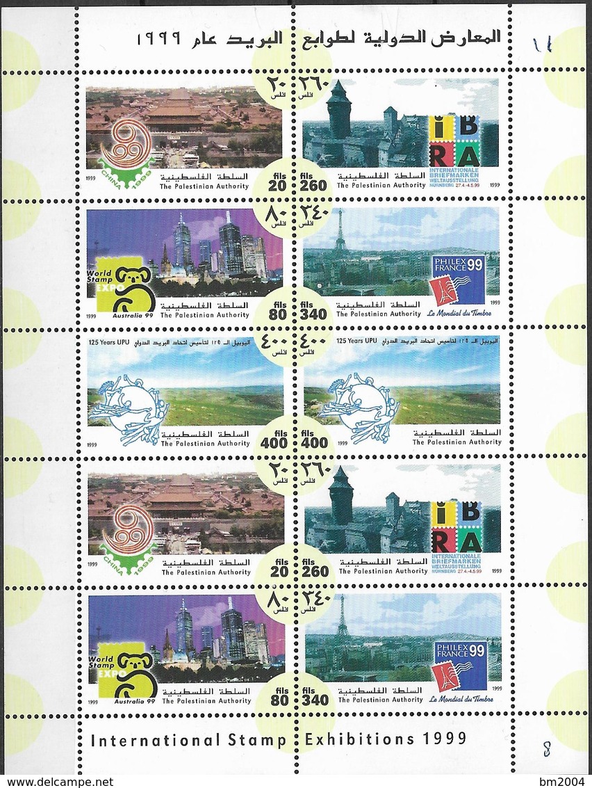 1999 Palästina Mi. 105-110 **MNH  Internationale Briefmarkenausstellungen CHINA ’99 - Palestine