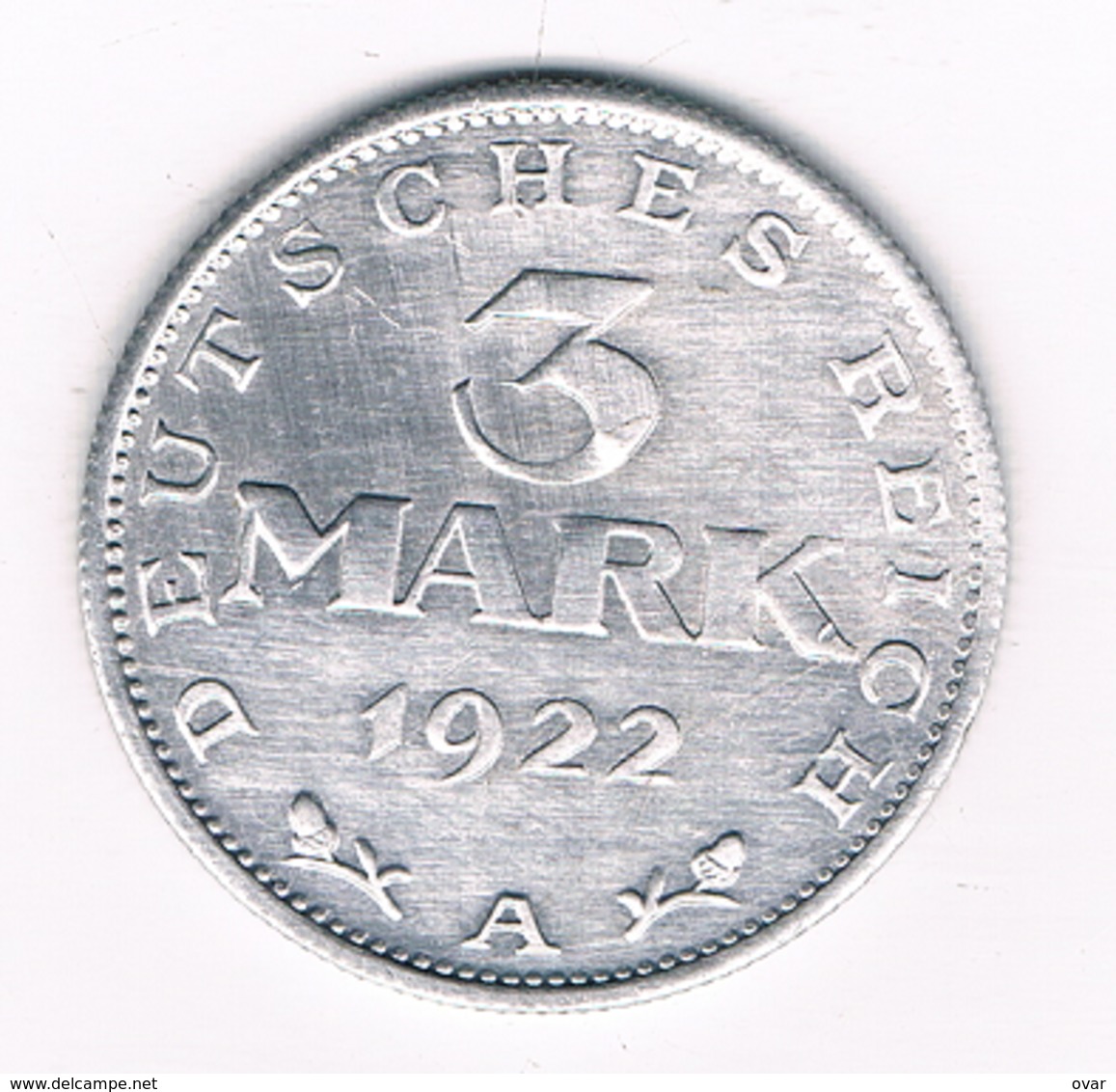 3 MARK 1922 A   DUITSLAND 1308/ - 3 Mark & 3 Reichsmark