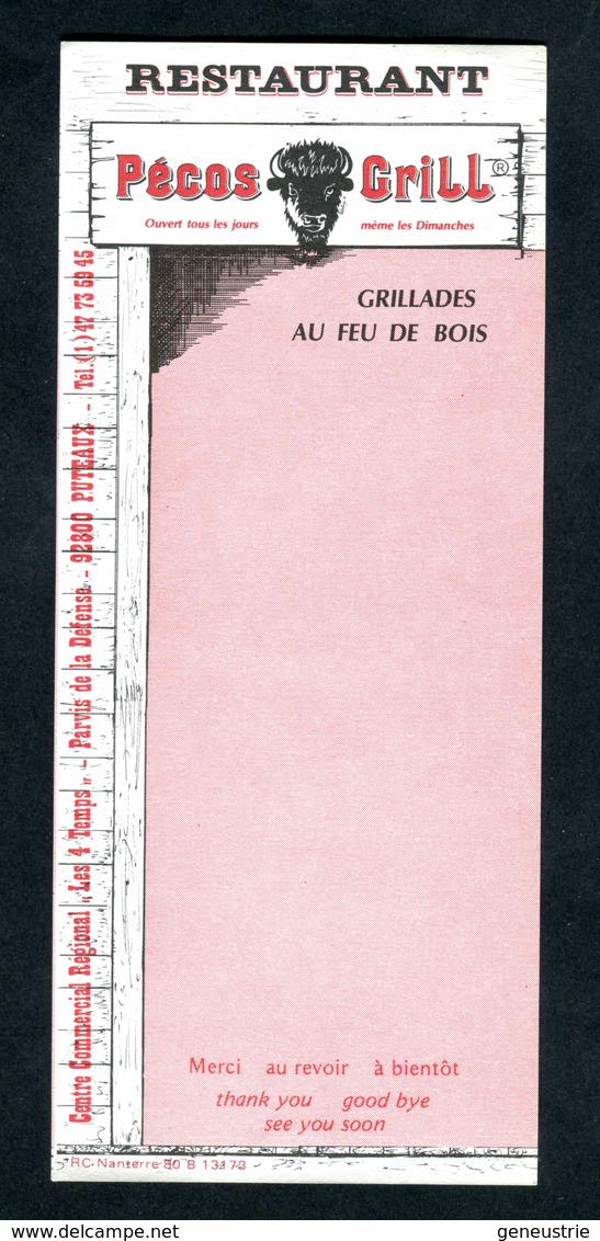 Billet Fictif De 100 Dollars (facture De Restaurant Pecos Grill à Puteaux Au Dos) - Fictif Bank Note 100$ - Specimen