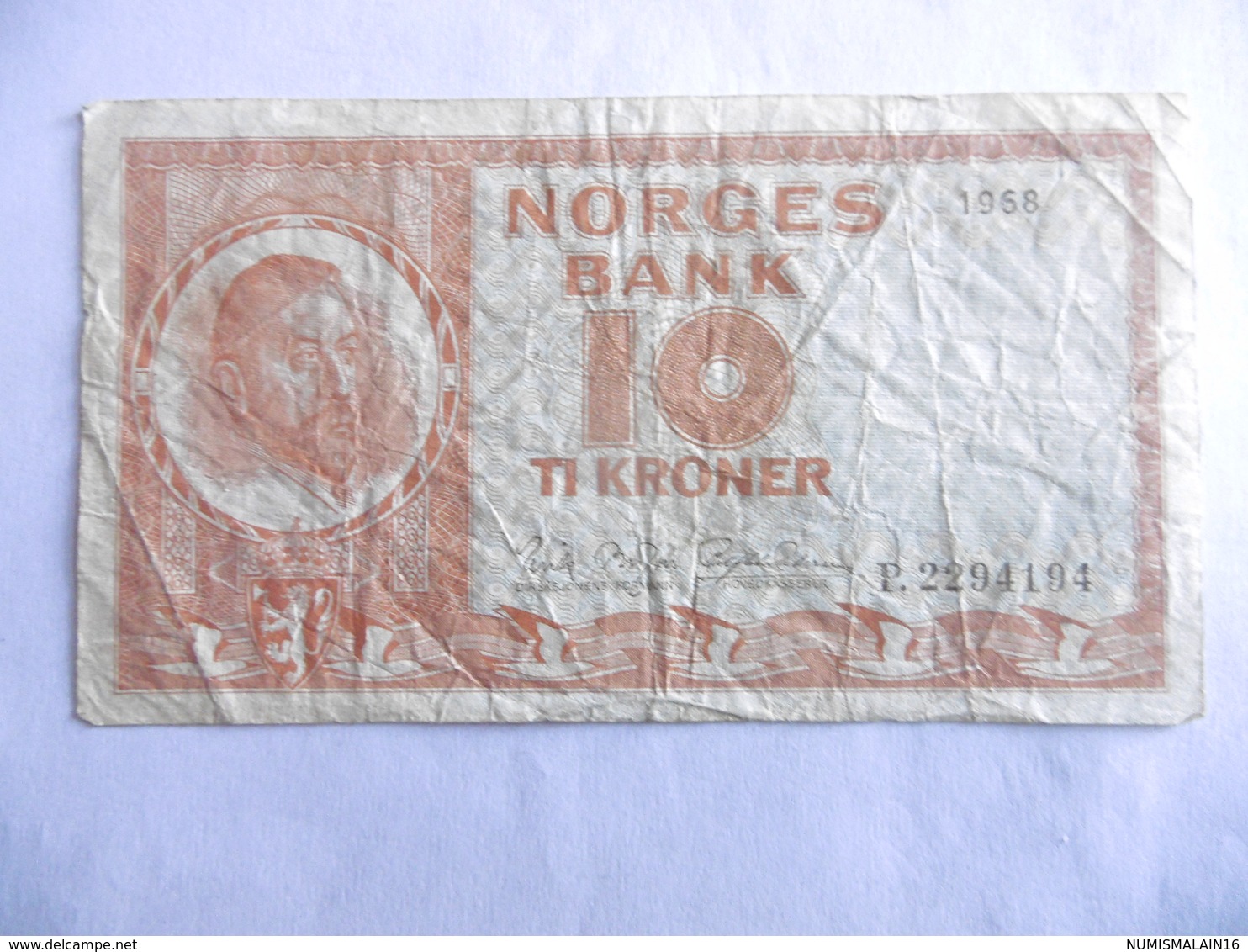 NORVEGE-BILLET 10 KRONER-1968-etat B-CIRCULE - Norvège