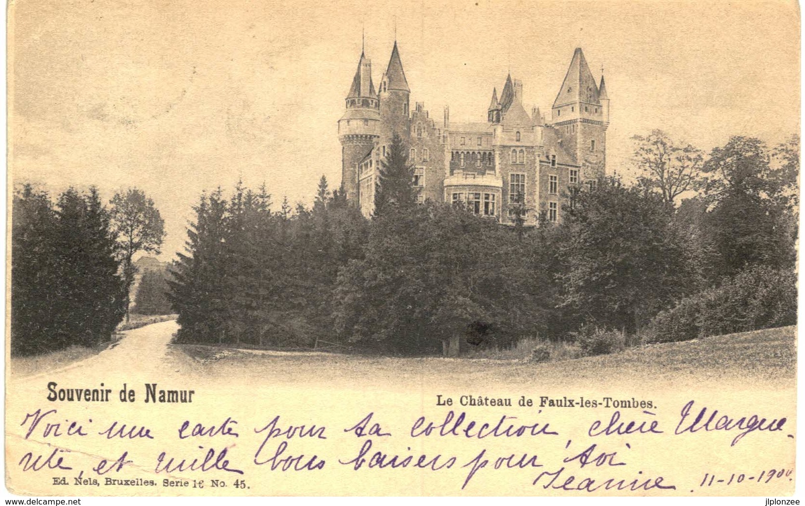 FAULX LES TOMBES   Le Château Souvenir De Namur..coin Gauche Lég Plié. - Gesves