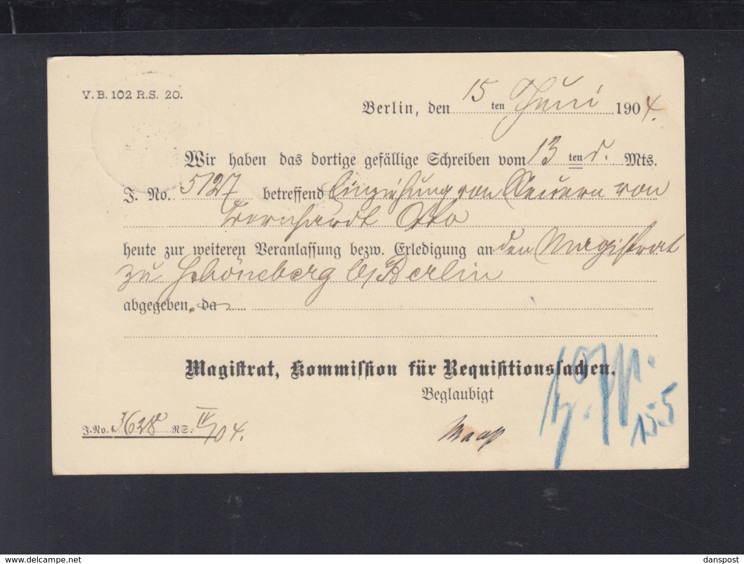 Dt. Reich GSK K. Rentamt Lichtenberg 1904 - Altri & Non Classificati