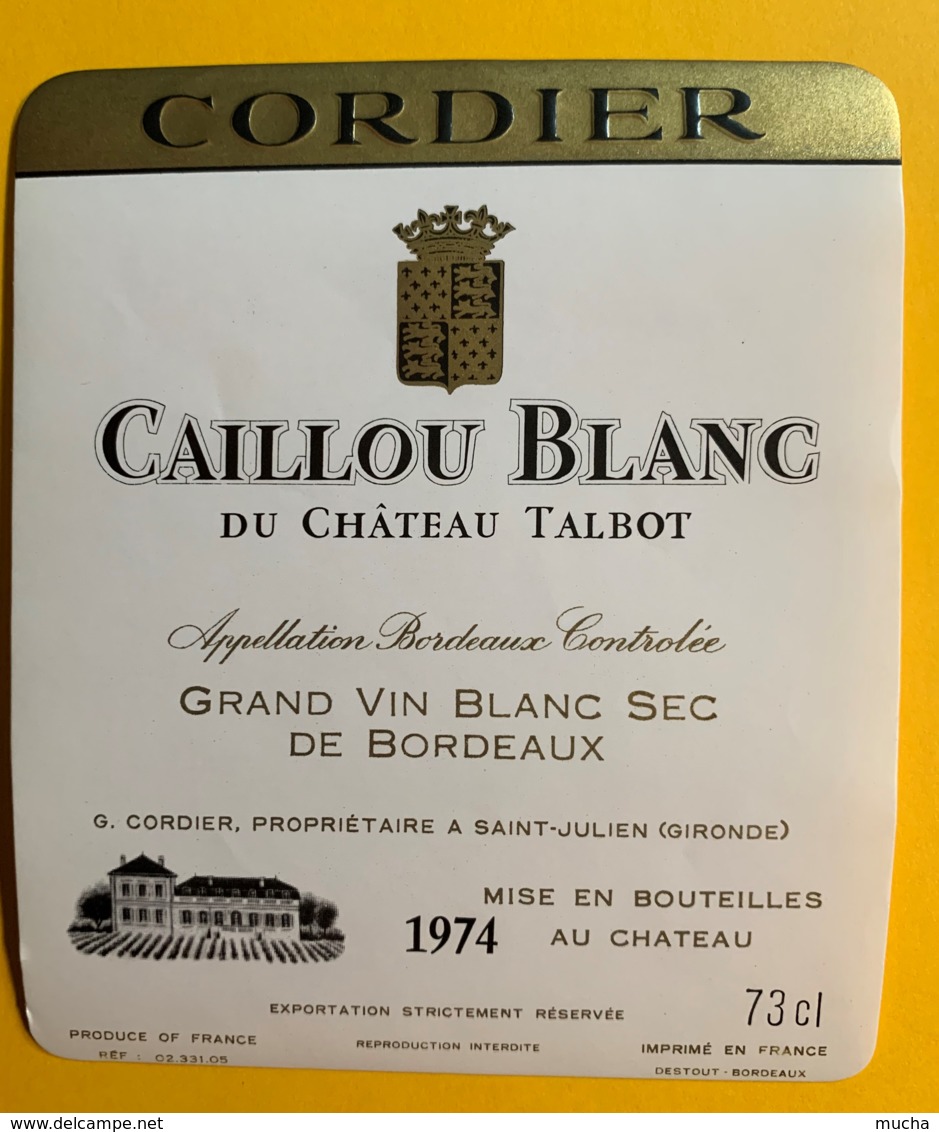 9996 - Caillou Blanc Du Château Talbot 1974 - Bordeaux