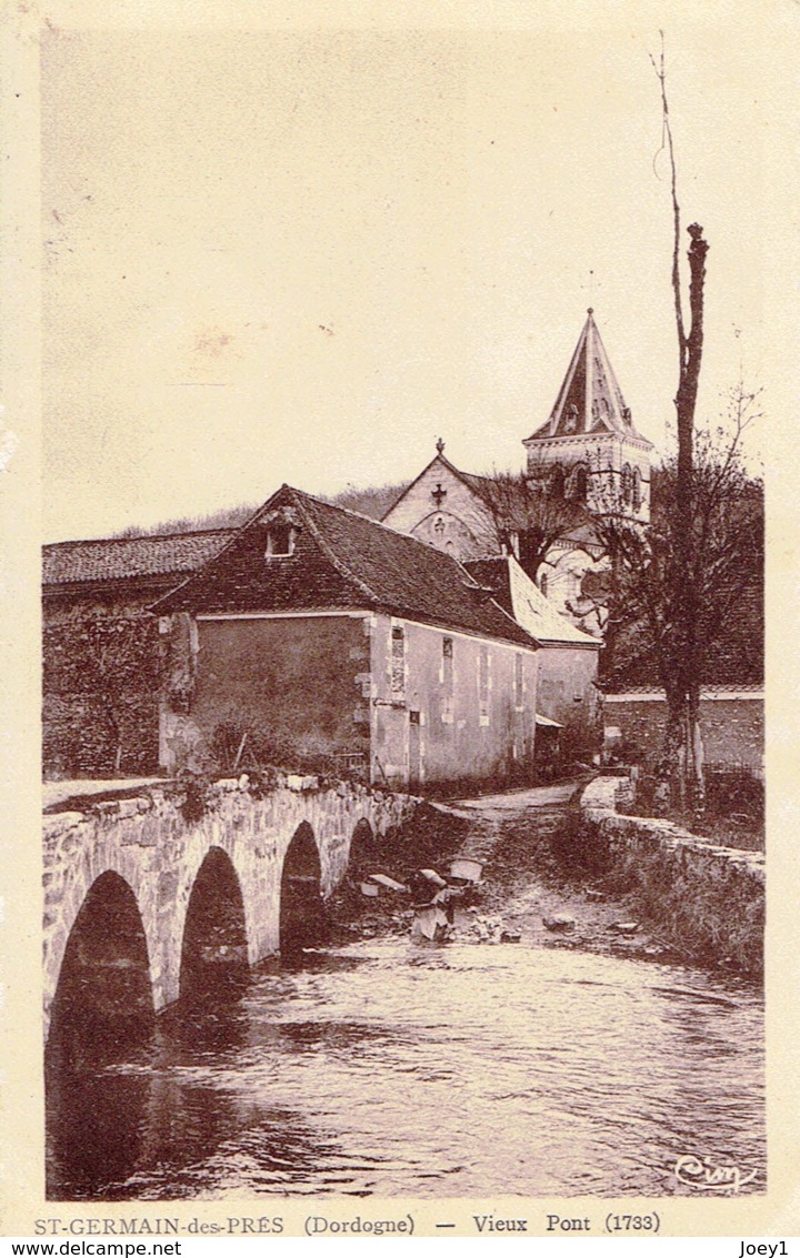 Cpa St Germain Des Prés (dordogne) Vieux Pont. - Nontron