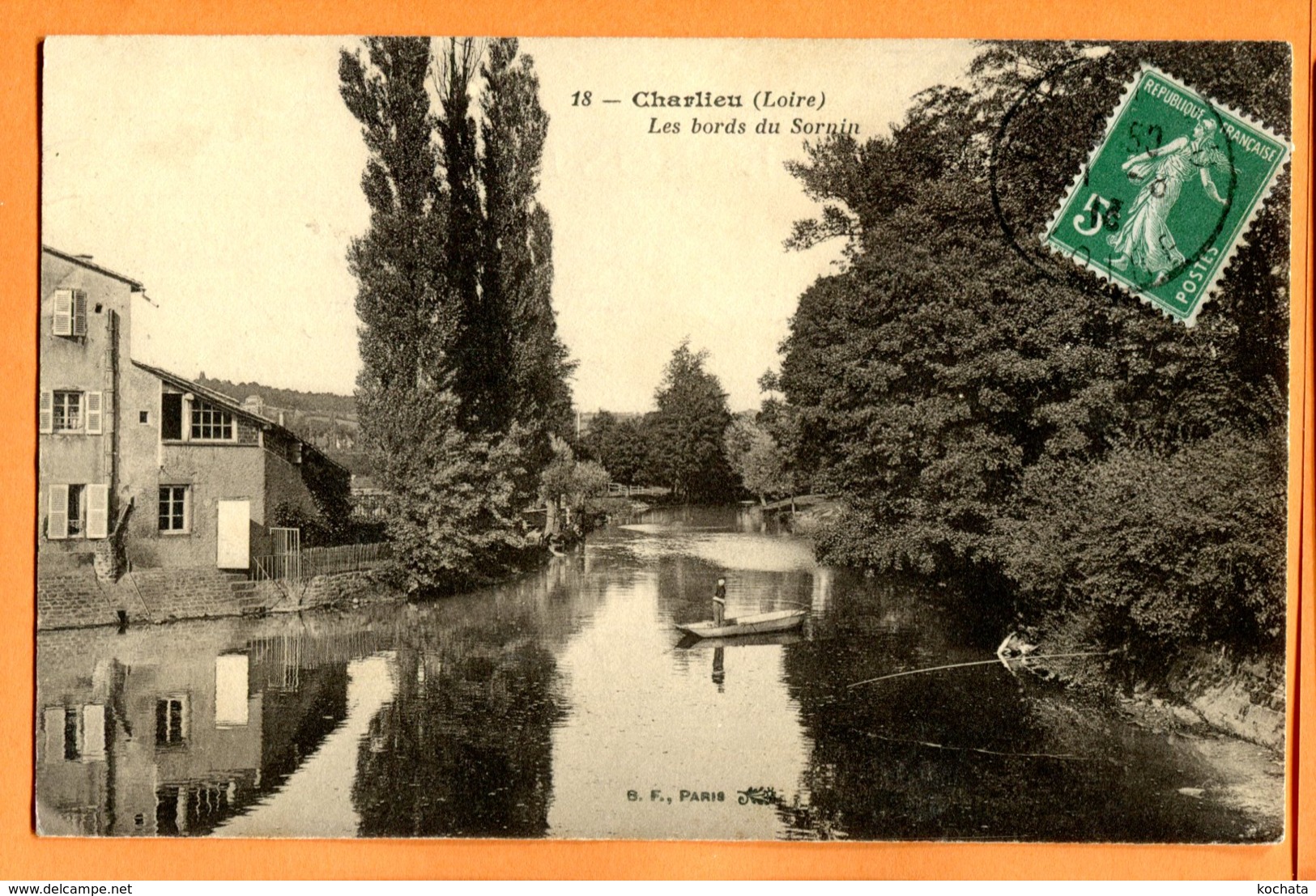 Man1032, Charlieu, Bords Du Sornin, 18, Pêcheur, Circulée 1909 - Charlieu