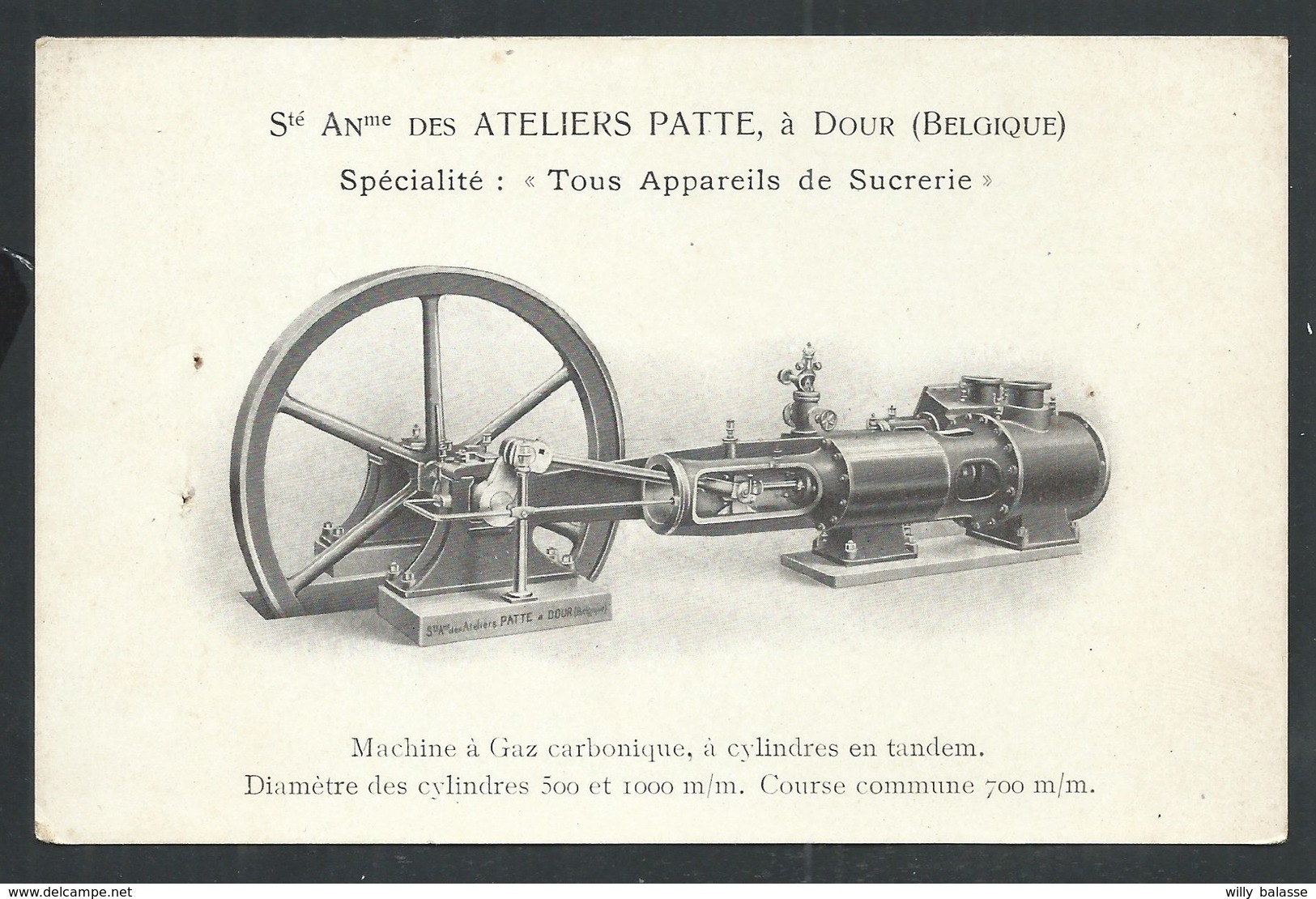 +++ CPA - Carte Publicitaire - Publicité - DOUR - Ateliers Patte - Appareils Sucrerie Machine Usine Industrie  // - Dour