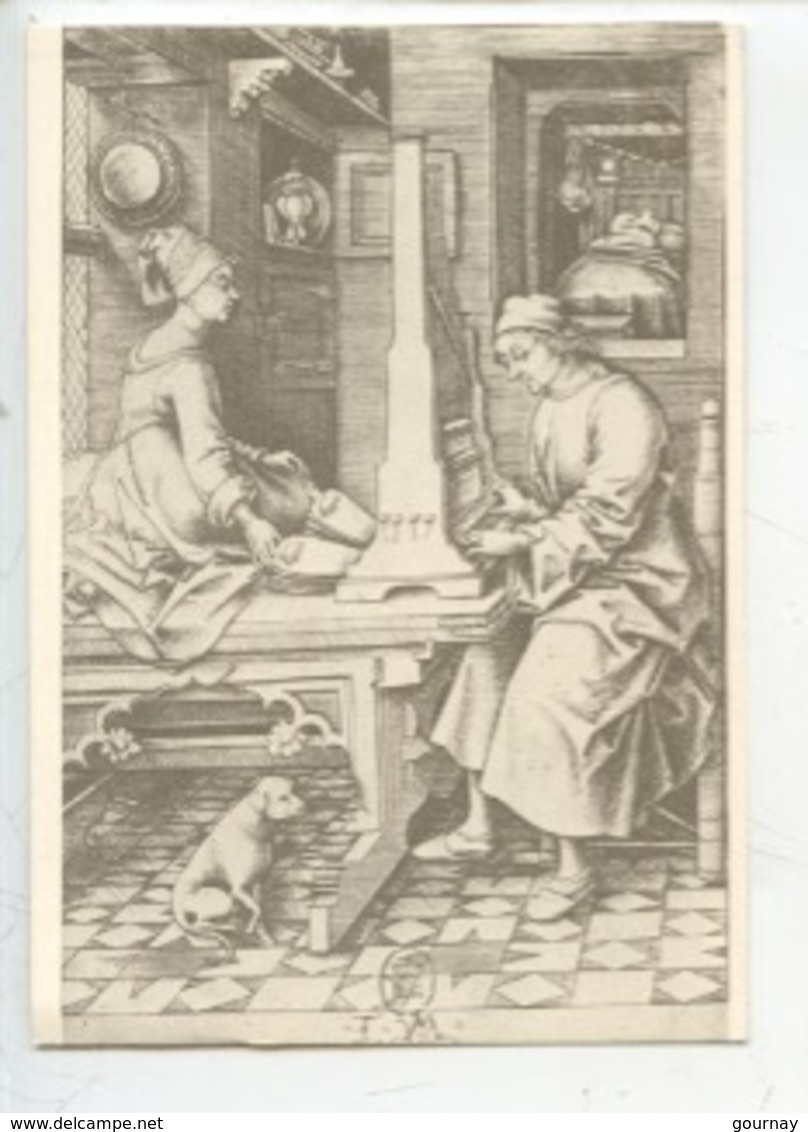 Israël Van Meckenem : Le Joueur D'orgue Et Sa Femme - Vers 1445/1503 Gravure En Taille Douce (bn Estampes) Cp Vierge - Peintures & Tableaux