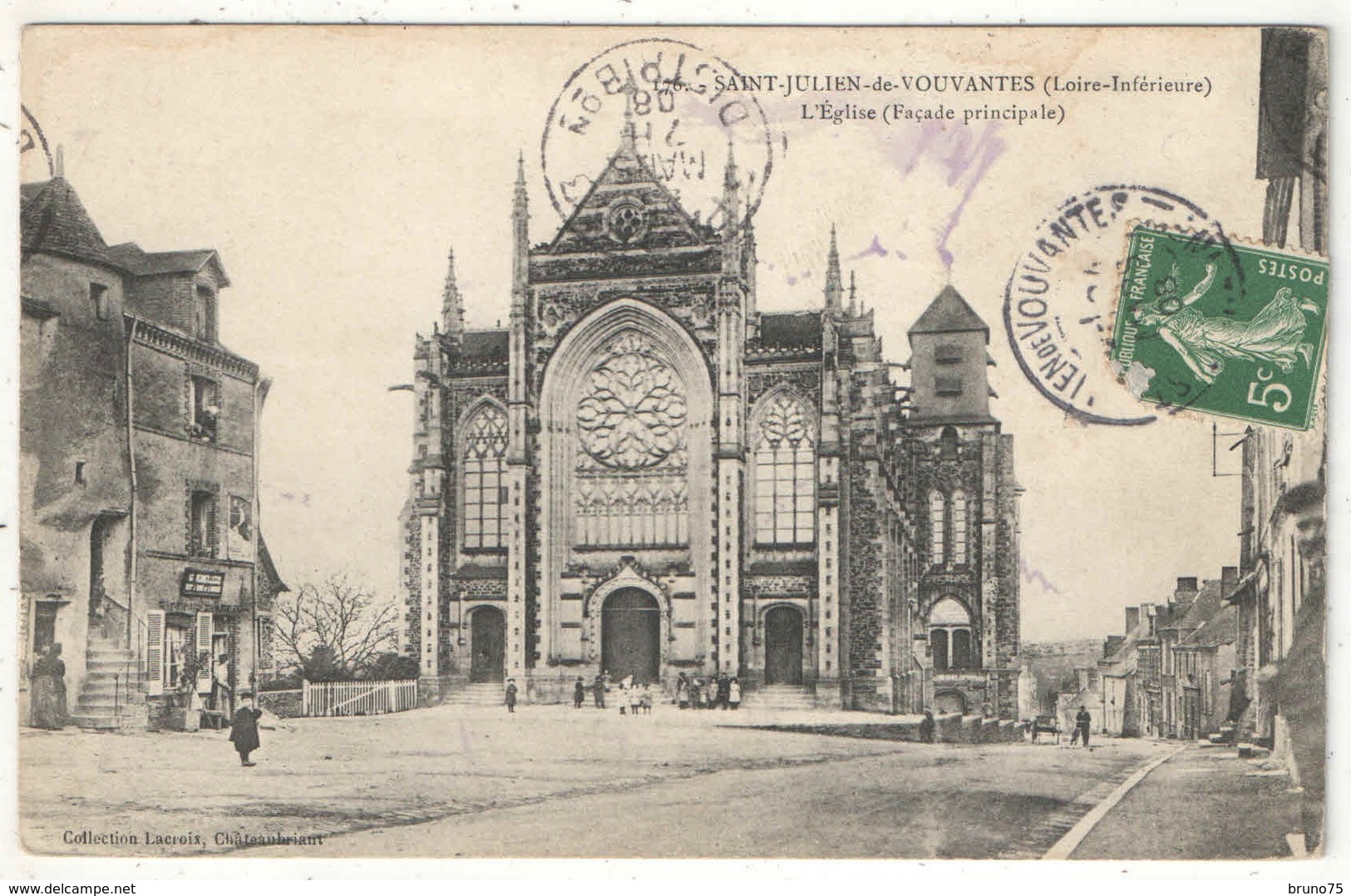 44 - SAINT-JULIEN-DE-VOUVANTES - L'Eglise (Façade Principale) - Lacroix 176 - 1908 - Saint Julien De Vouvantes