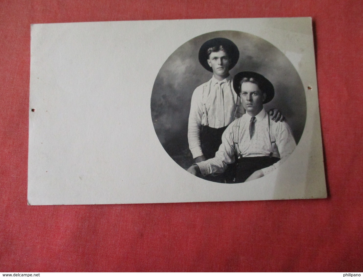 2 Male Friends - Has 2 Tack Holes     RPPC     Ref 3162 - Fashion