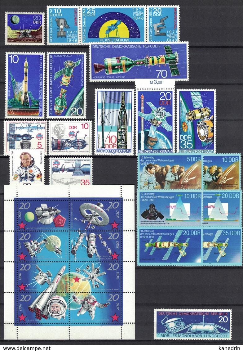DDR 1966 - 1988, 8 Sets Of Space Raumfahrt Sojus Rakete Satellite Satellit Weltraum Astronaut **, MNH - Sammlungen